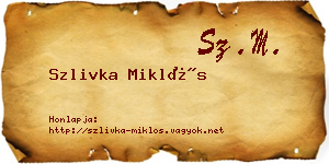 Szlivka Miklós névjegykártya