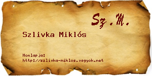 Szlivka Miklós névjegykártya